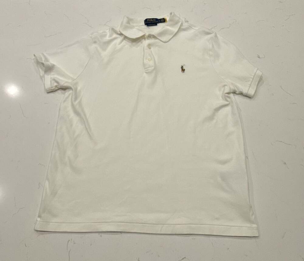 Polo Ralph Lauren Polo Shirt Size L White Custom Slim Fit